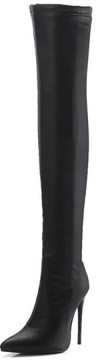 EKOSKÓRZANE KOZAKI ZA KOLANO NA SZPILCE 12cm ALLADIES AS4991