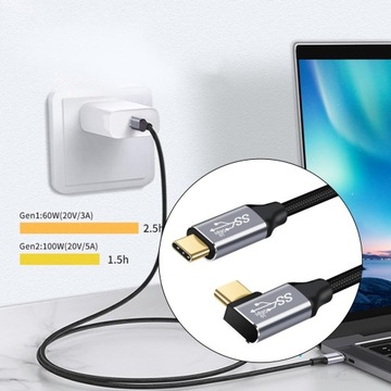Удлинительный кабель USB C PD для быстрой зарядки 100 Вт, 5 А, 20 В, USB 3.1 Gen 2, 1 м