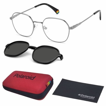 Polaroid PLD 6184CS V81M9 srebrna oprawa korekcyjna z nakładką Clip-On