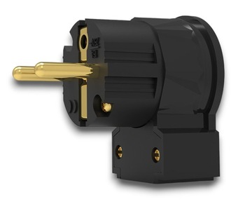 Wtyk Viborg LE505G kątowy zasilający audio Schuko 16A Miedź złocona