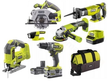 RYOBI ZESTAW COMBO 6 NARZĘDZI WKRĘTARKA TORBA 5Ah
