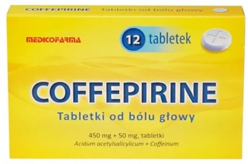 Coffepirine Tabletki od bólu głowy 450 mg + 50 mg, 12 tabletek