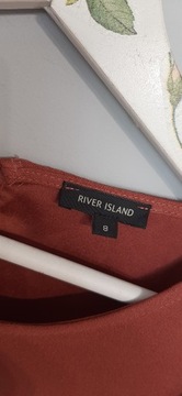 646. River Island rdzawo brązowa sukienka z falbanami bez rękawów r 36/38