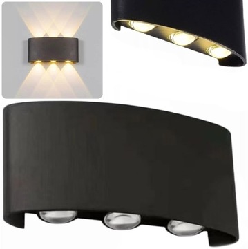 Lampa elewacyjna ścienna LED Kinkiet zewnętrzny ogrodowy GÓRA DÓŁ aluminium