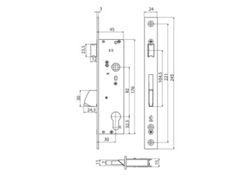 Замок KARO/ROMB КП-30 92/30 Вставка INOX 041-013