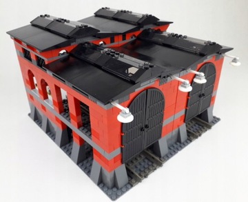 Lego City CUSTOM MOC 10027 Train Engine Shed 9V
