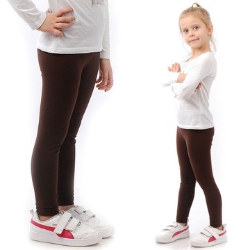 Legginsy dziecięce długie klasyczne bawełniane Polskie getry Brązowe 110