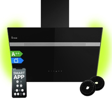 Okap ścienny 80 cm ALPINA809HC bez przedniego czarnego szkła WiFi oświetlenie LED