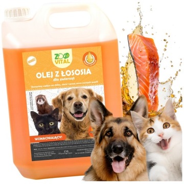 OLEJ Z ŁOSOSIA RYB SALMON OIL DLA PSA KOTA WITAMINY OMEGA3 5L