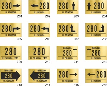 ЗОЛОТАЯ АЛЮМИНИЕВАЯ АДРЕСНАЯ ТАБЛИЧКА СО СТРЕЛКОЙ НОМЕР ДОМА 32х21см УФ печать
