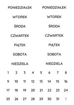 Naklejki IKONKI Minimalistyczne DNI TYGODNIA 8mm