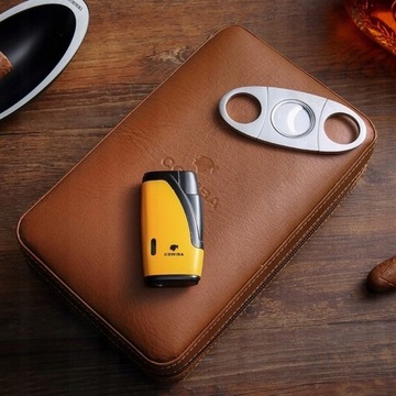 COHIBA Хьюмидор с кожаным и деревянным портсигаром