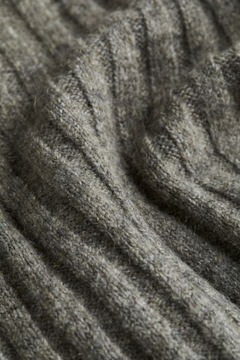 H&M szary golf melanżowy prążkowany paski prążki wełniany wełna sweter XS/S