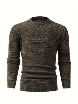 Męski sweter casual, sportowy top o wysokiej elastyczności z okrągłym szyi