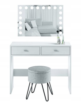 TOALETKA KOSMETYCZNA BIAŁA OŚWIETLENIE LED LUSTRO