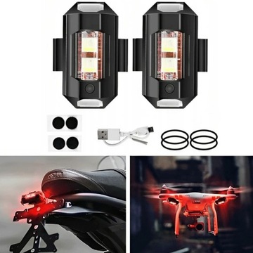 ŚWIATŁA STROBOSKOPOWE LED 2 SZTUKI SAMOCHÓD MOTOR DRON ROWER CIĘŻARÓWKA