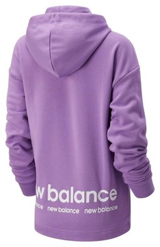 Bluza New Balance damska z kapturem dresowa fioletowa oversize logo r. S