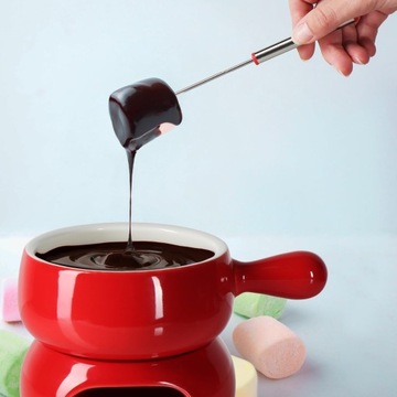 ZESTAW DO CZEKOLADOWEGO FONDUE CERAMICZNA MISKA + TYGIEL 4 WIDELCE MISKA