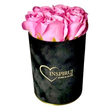 ЦВЕТОЧНАЯ КОРОБКА С МЫЛЬНЫМИ ЦВЕТАМИ ПОДАРОЧНЫЕ ЦВЕТЫ МЫЛЬНЫЕ РОЗЫ ВЕЛЮРОВАЯ КОРОБКА