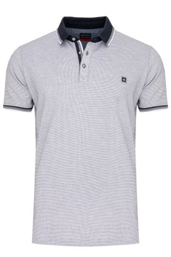 KOSZULKA MĘSKA POLO POLÓWKA KOŁNIERZYK BIAŁA WE WZOREK BAWEŁNA CASUAL: XL