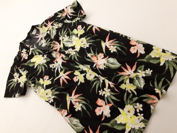 H&M bawełniana SUKIENKA hawajska KWIATY koszulowa _ S