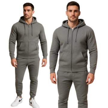 KOMPLET MĘSKI DRESOWY CIEMNOSZARY DRES Z KAPTUREM I ZAPINANY NA ZAMEK XXL