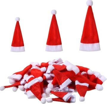 10 штук декоративных ШАПОК САНТЫ для бутылок, РОЖДЕСТВЕНСКОЕ УКРАШЕНИЕ