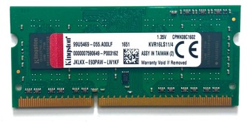 Pamięć RAM DDR3L Kingston KVR16LS11/4 4 GB 1600MHz