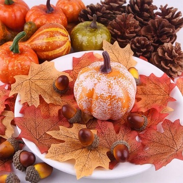 50 шт. Искусственные тыквы, кленовые листья, осенние украшения