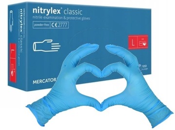 Rękawice rękawiczki nitrylowe bezpudrowe blue L