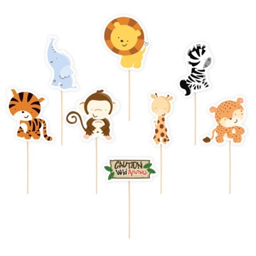 Toppery zwierzątka zoo safari urodziny, 8 szt.