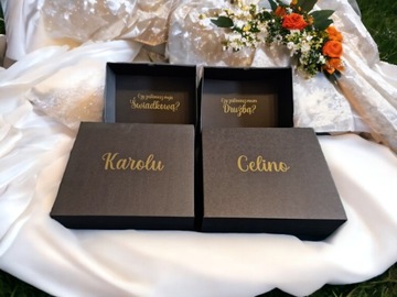 Pudełko box CZARNE czy zostaniesz ŚWIADKOWĄ ŚWIADKIEM ślub prezent