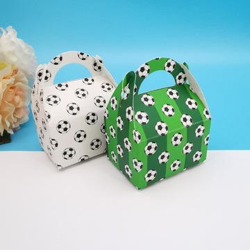 50 szt. pudełek na cukierki na przyjęcie, wzór piłki nożnej, przenośne, puste, zielone