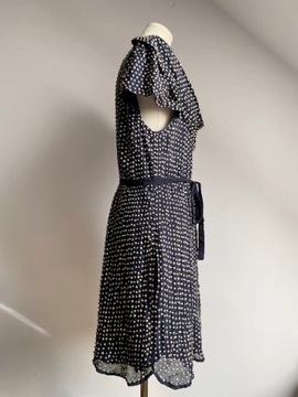 FRENCH CONNECTION sukienka cekinowa granatowa srebrna krótka 40 L
