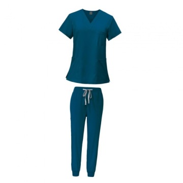 Женская униформа Scrubs Set с карманами V Neck Машинная стирка XXL Серый