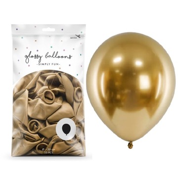 Balony Glossy 30cm złote - 50 sztuk chromowane
