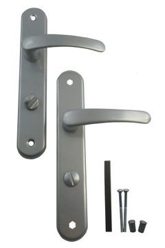 KLAMKA BISZKOPT SREBRNA DŁUGI SZYLD WC 72