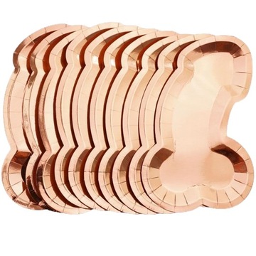 KOMPLET 10 szt. PAPIEROWYCH TALERZYKÓW PENIS W KOLORZE ROSE GOLD