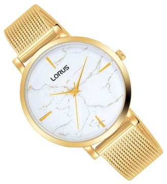 Klasyczny złoty zegarek damski na bransolecie mesh Lorus RG282UX9 + GRAWER