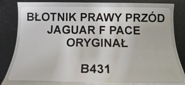 BLATNÍK PRAVÝ PŘEDNÍ JAGUAR F PACE F-PACE ORIGINÁLNÍ