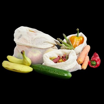ПАКЕТЫ ДЛЯ ОВОЩЕЙ И ФРУКТОВ хлопчатобумажные пищевые многоразовые, 6 шт.