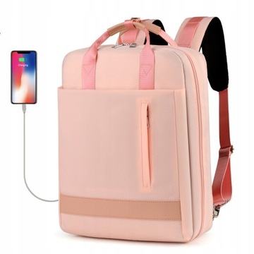 Plecak/torba JQ 1005 na laptopa 17,3 z USB różowy