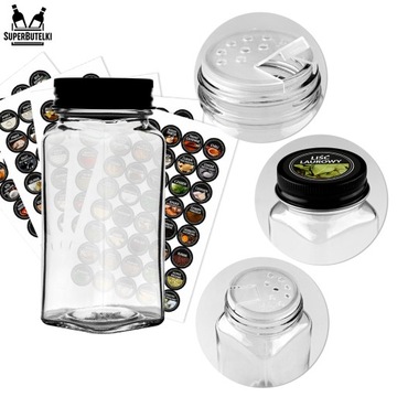 24 -кратные банки для специй травы 120 мл стеклянного квадрата + 200x этикетки