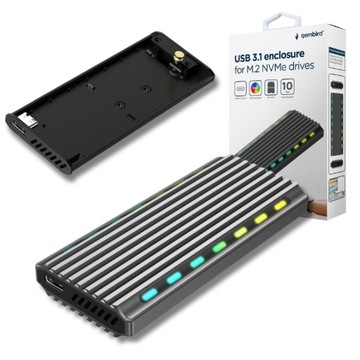 Obudowa Adapter SSD M.2 PCIE NVME USB 3.1 USB-C 10 Gbs Kieszeń m.2 do 2TB