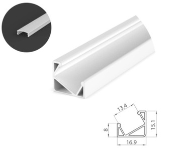 PROFIL LED KĄTOWY 30/60° 2M BIAŁY +OSŁONA MLECZNA