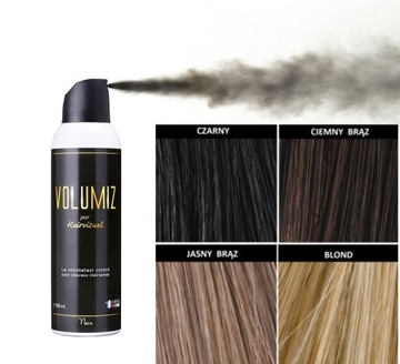 Volumiz Zagęszczanie Włosów w Sprayu 200m Ciemny i Jasny Brąz Czarny Blond