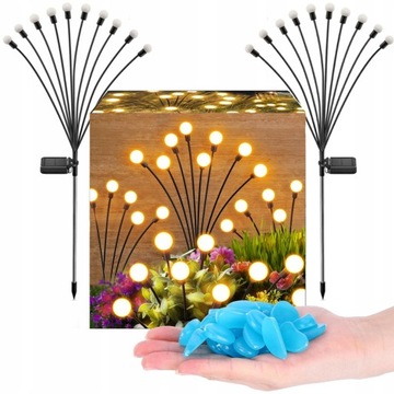 Lampki ogrodowe solarne kulki 10LED 72cm ciepłe