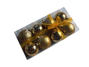Bombki nietłukące Złote 6cm. W kostce 8szt.