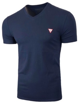 T-shirt Guess granatowy V-neck Super Slim Fit M2YI32J1314-G7V2 Navy Elasta
