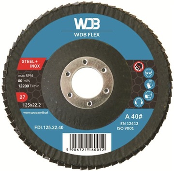TARCZA LISTKOWA DO SZLIFOWANIA STALI INOX P40 WDB